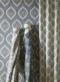 Naya Motif Blue/Taupe Fabric