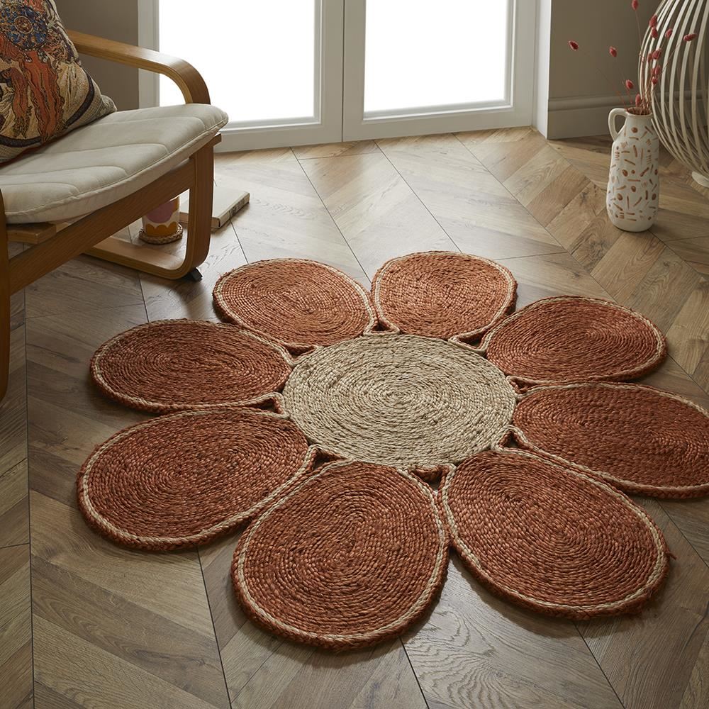 Spinningfields Single Flower Jute 120D Orange Rug