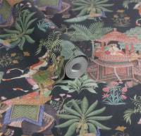 Emperor's Garden Black Multicoloured Wallpaper