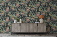 Emperor's Garden Black Multicoloured Wallpaper
