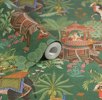 Emperor's Garden Emerald Multicoloured Wallpaper