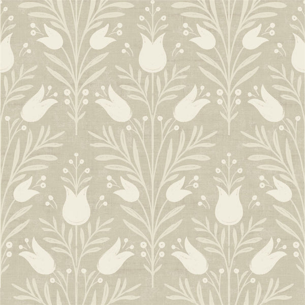 Heritage Tulip Taupe Wallpaper