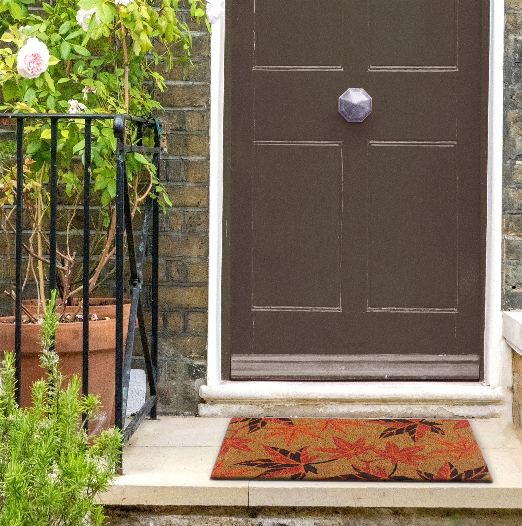 RHS Coir Maple Leaves Orange Doormat 45x75cm (Bale 439)