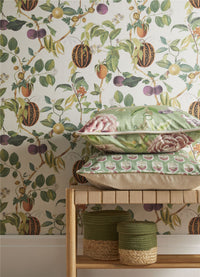 Tropic House Parchment/Green Wallpaper - Esselle Home
