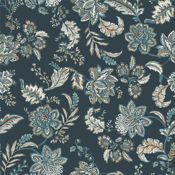 Kashmir Jacobean Navy/Teal Fabric Cut Length