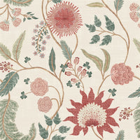 Fable Trail Linen/Raspberry/Green Wallpaper - Esselle Home