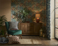 Kirra Leaf Navy/Spice Wallpaper - Esselle Home