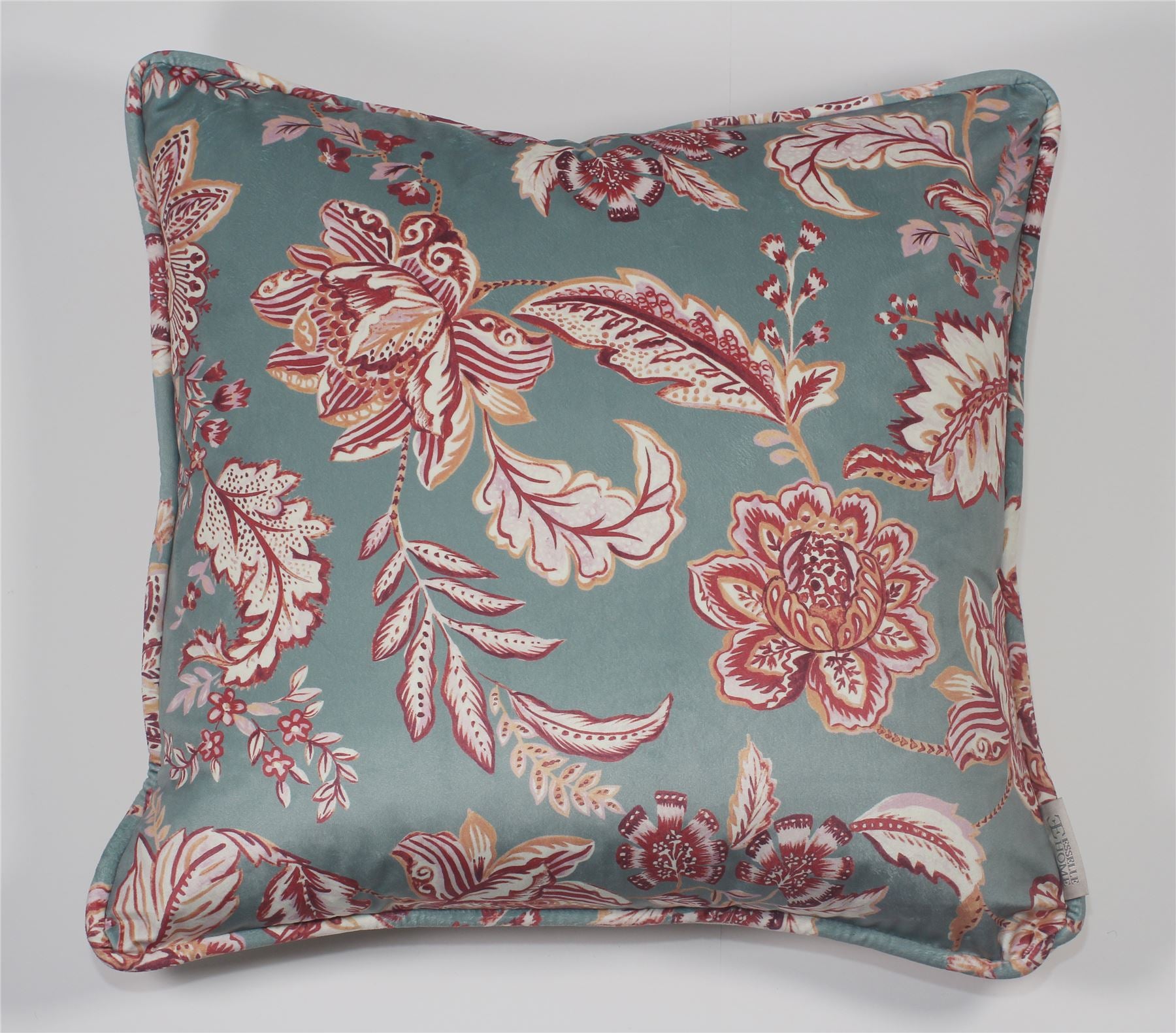 Kashmir Jacobean Teal/Raspberry Cushion