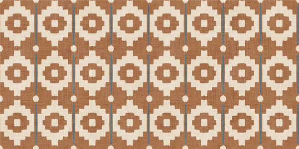 Santiago Geo Burnt Orange/Teal Fabric Cut Length