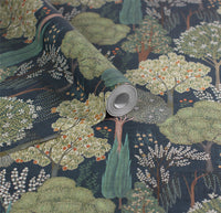 Persian Oasis Navy/Green Wallpaper - Esselle Home