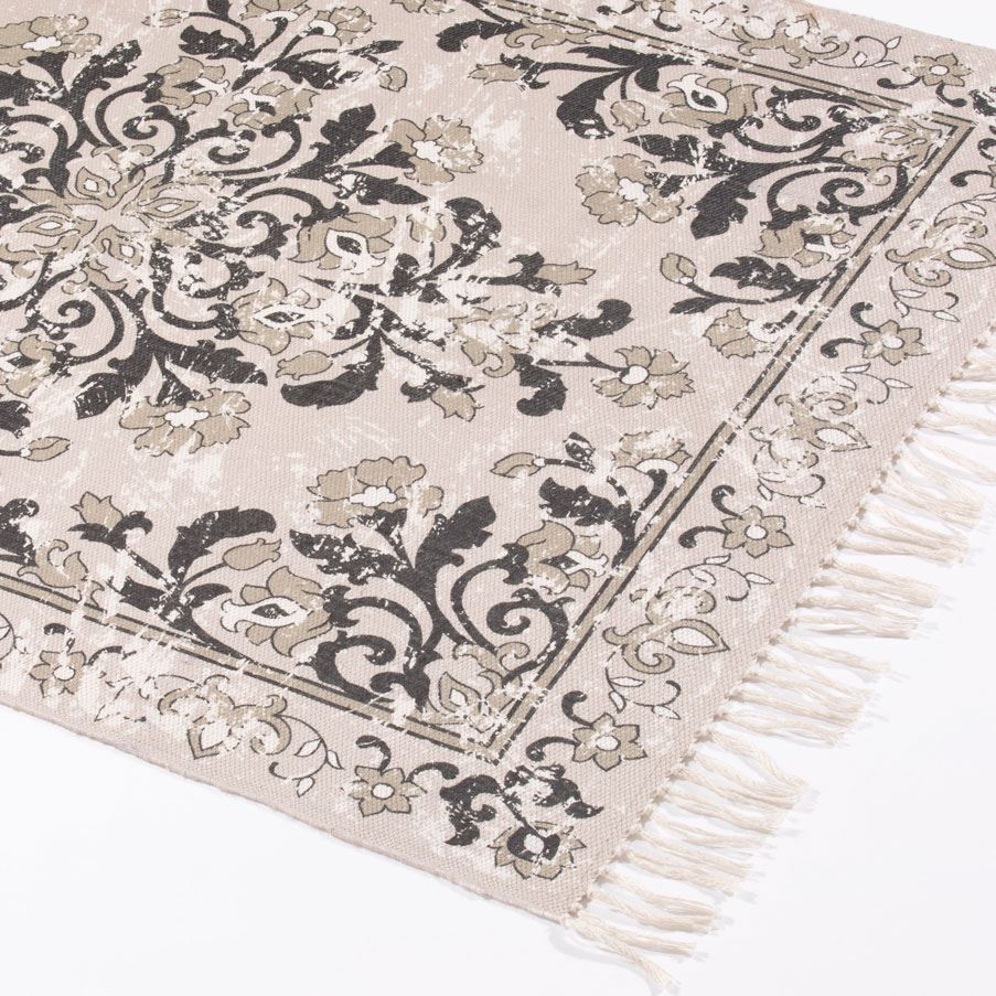Kew Antique Printed 160x230cm Grey Rug with Tassel